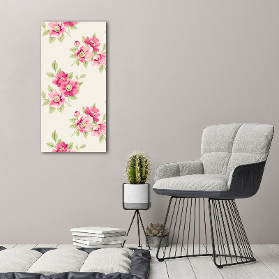 Quadro di vetro verticale Fiori rosa