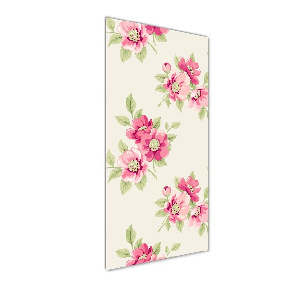 Quadro di vetro verticale Fiori rosa