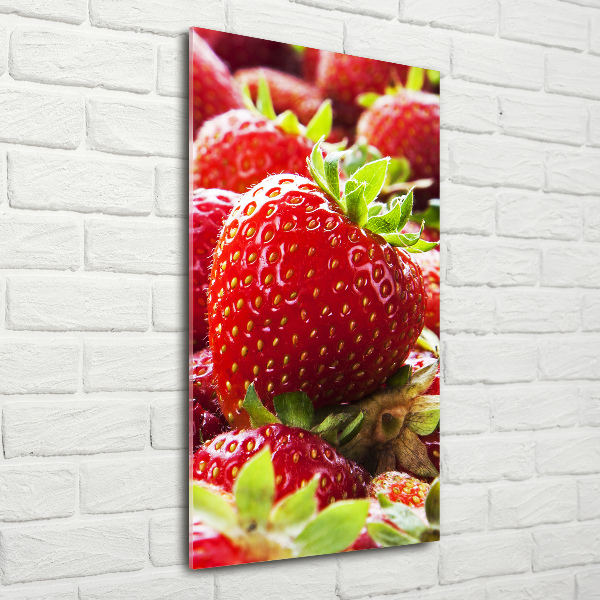Quadro in vetro verticale Fragole