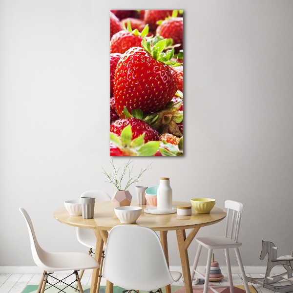 Quadro in vetro verticale Fragole