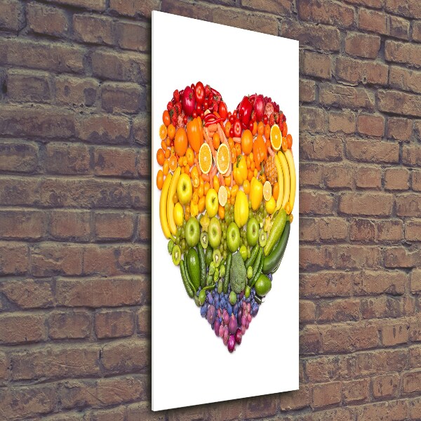 Quadro di vetro verticale Cuore di frutta