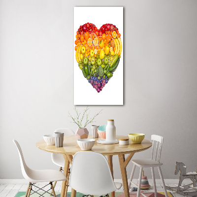 Quadro di vetro verticale Cuore di frutta