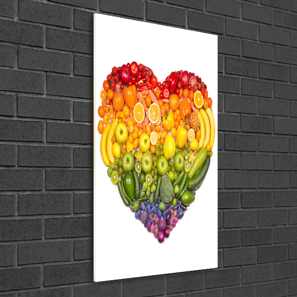 Quadro di vetro verticale Cuore di frutta