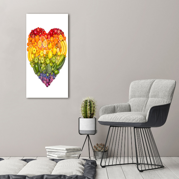 Quadro di vetro verticale Cuore di frutta