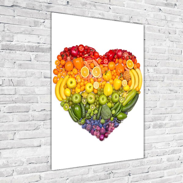 Quadro di vetro verticale Cuore di frutta