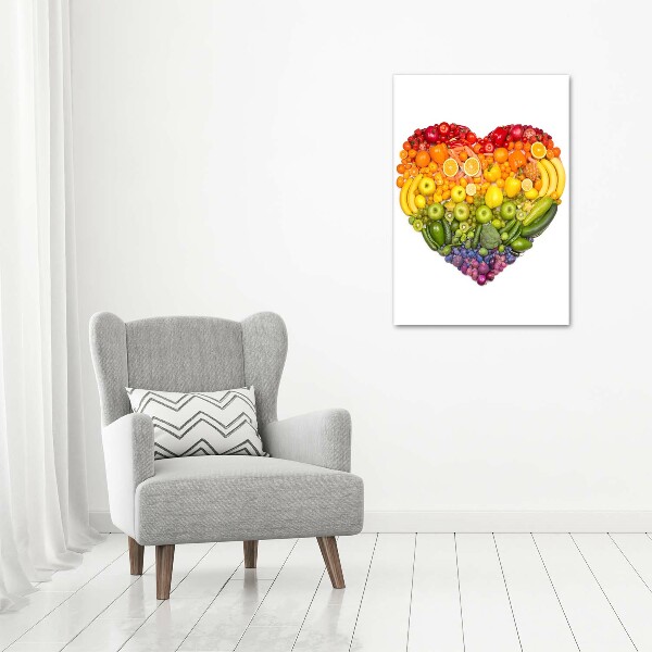 Quadro di vetro verticale Cuore di frutta