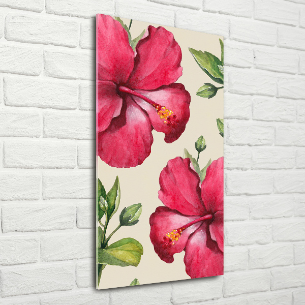 Quadro in vetro verticale Fiori hawaiani