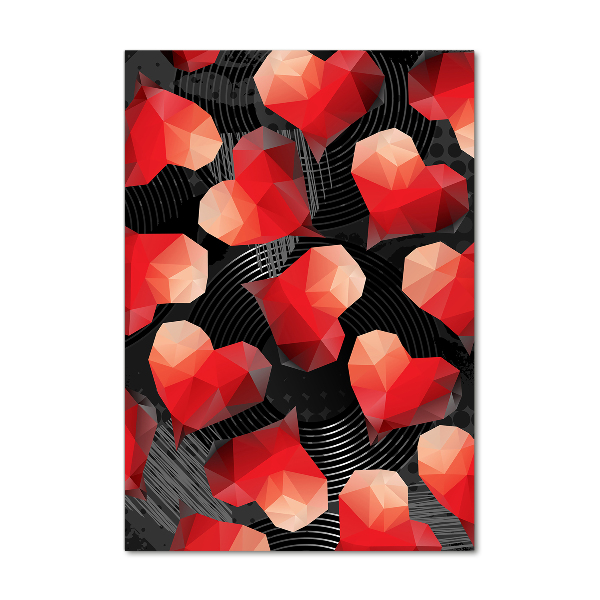 Quadro in vetro verticale Cuori geometrici