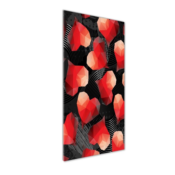 Quadro in vetro verticale Cuori geometrici