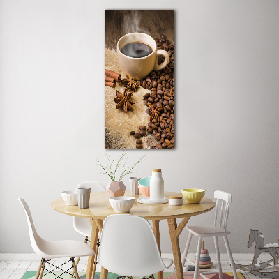 Quadro di vetro verticale Una tazza di caffè