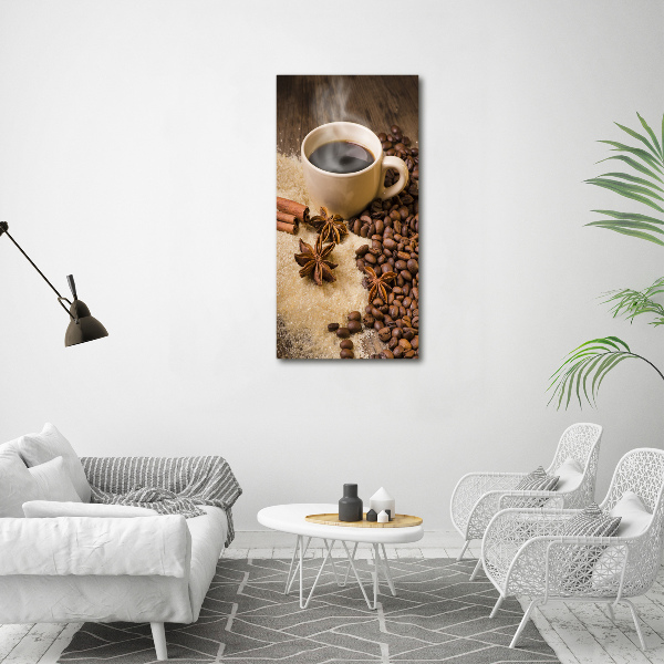 Quadro di vetro verticale Una tazza di caffè