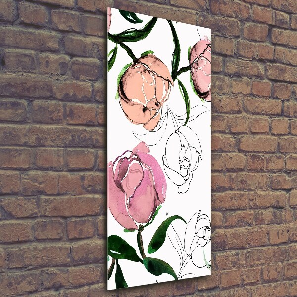 Quadro di vetro verticale Peonie