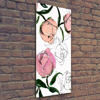 Quadro di vetro verticale Peonie