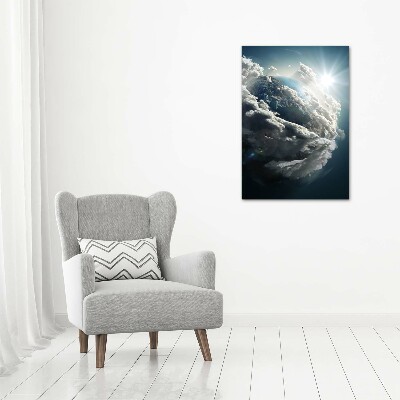 Quadro stampa su vetro verticale Pianeta Terra