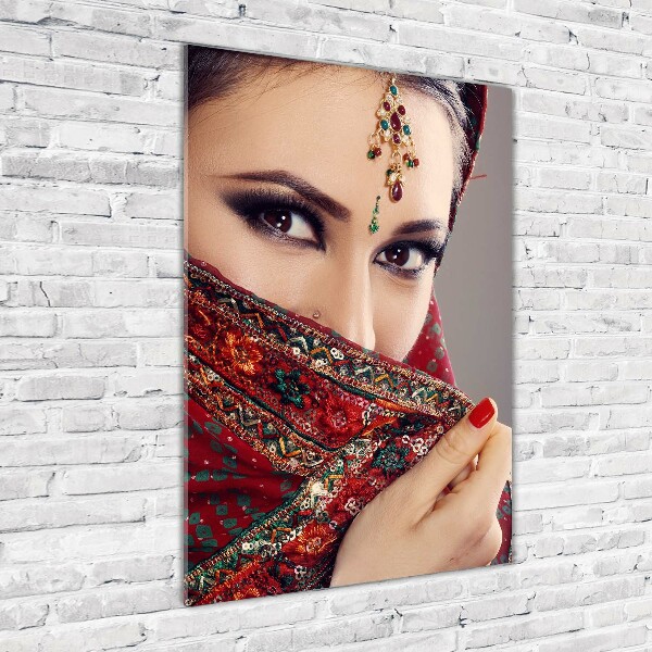 Quadro in vetro verticale Donna indiana