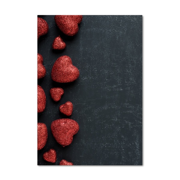 Quadro in vetro verticale Cuori sulla scacchiera