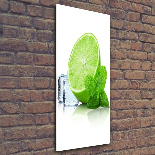 Quadro in vetro verticale Lime e ghiaccio