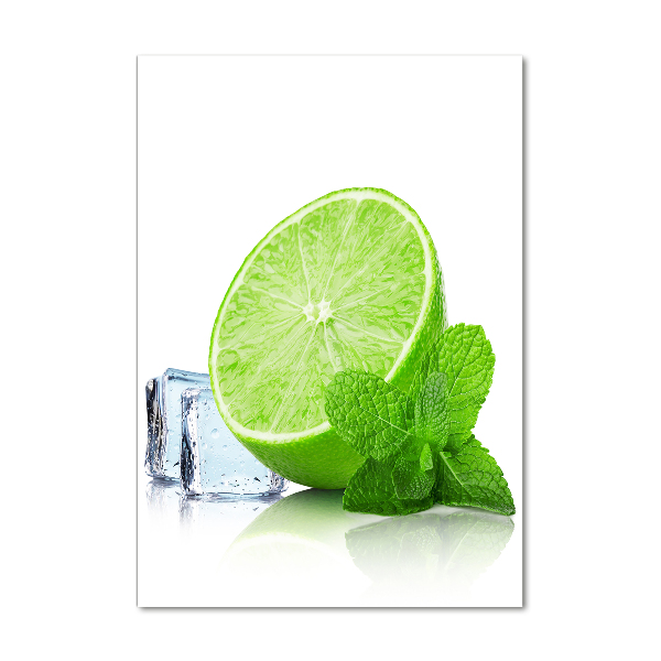 Quadro in vetro verticale Lime e ghiaccio