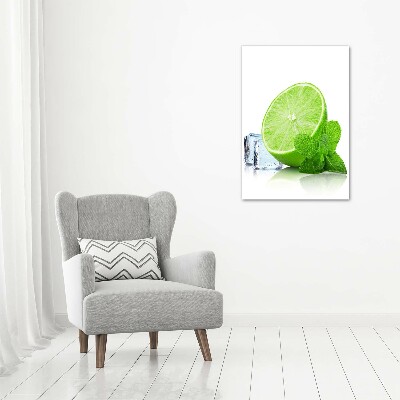Quadro in vetro verticale Lime e ghiaccio