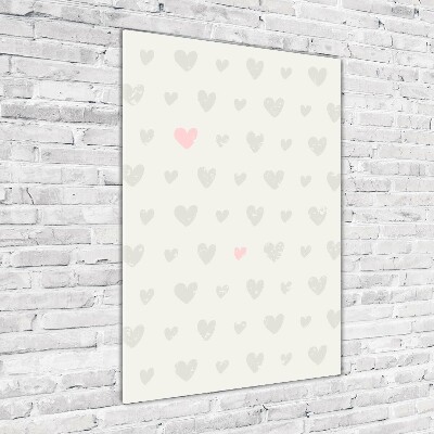 Quadro stampa su vetro verticale Sfondo a cuori