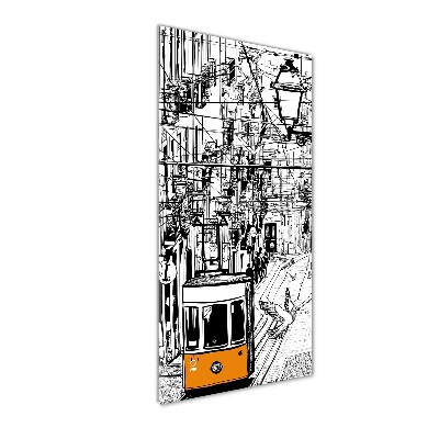 Quadro stampa su vetro verticale Tram di Lisbona