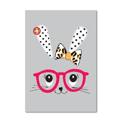 Quadro stampa su vetro verticale Coniglio con gli occhiali
