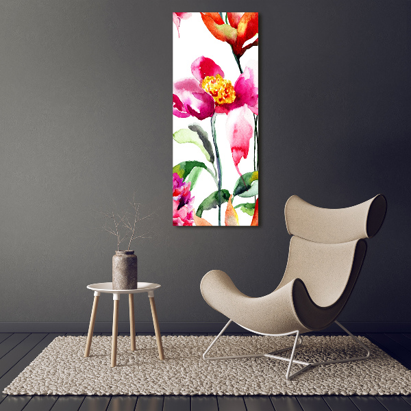 Quadro in vetro verticale Fiori selvatici