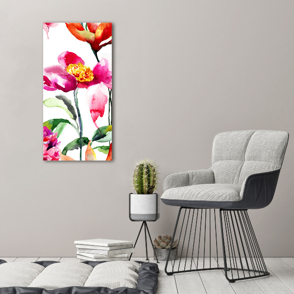Quadro in vetro verticale Fiori selvatici