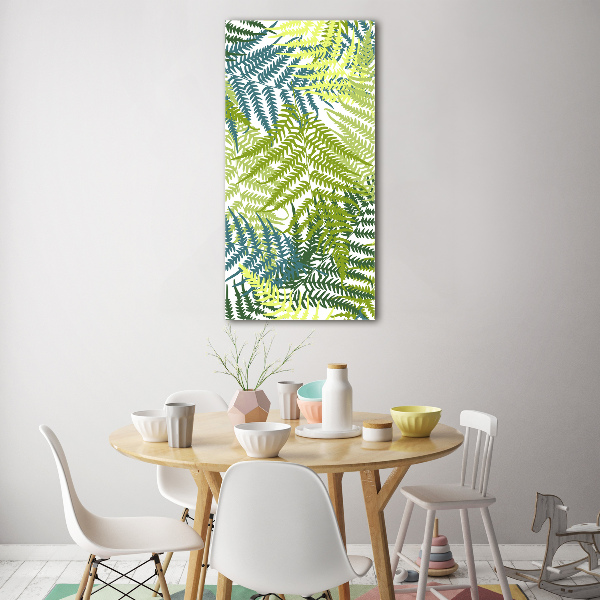 Quadro di vetro verticale Foglie di felce