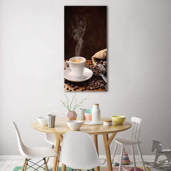 Quadro di vetro verticale Una tazza di caffè