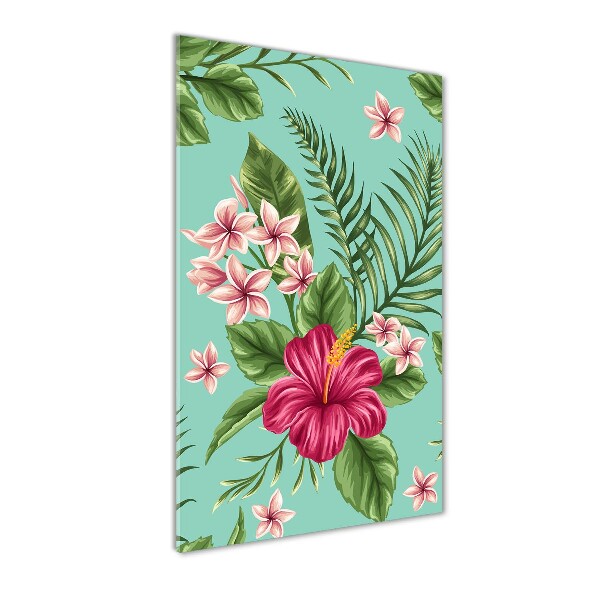Quadro stampa su vetro verticale Fiori hawaiani
