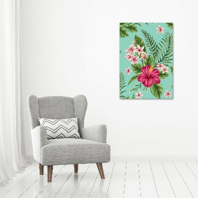 Quadro stampa su vetro verticale Fiori hawaiani