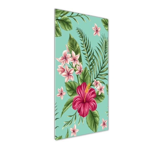 Quadro stampa su vetro verticale Fiori hawaiani