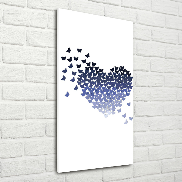Quadro in vetro verticale Cuore di farfalle