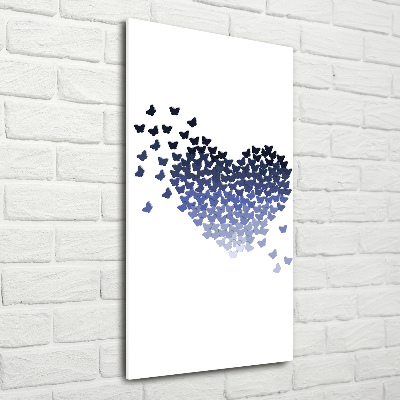 Quadro in vetro verticale Cuore di farfalle