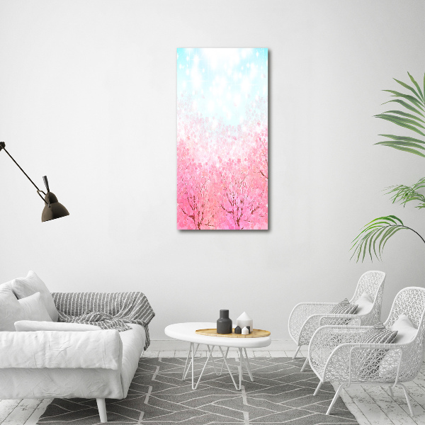 Quadro vetro verticale Fiori di ciliegio