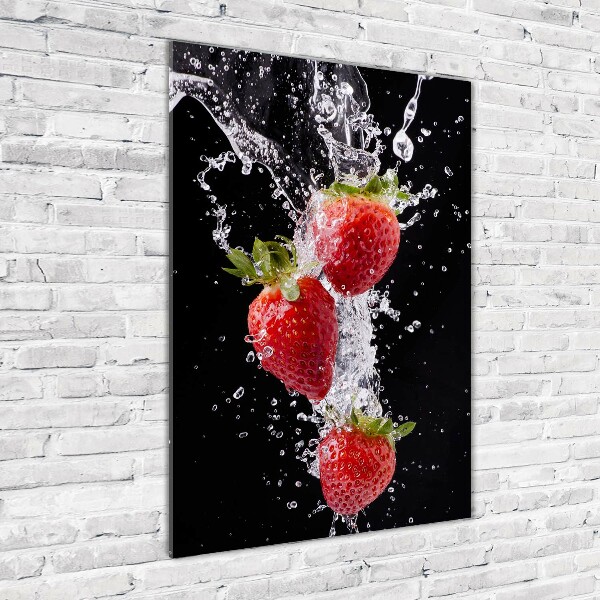 Quadro di vetro verticale Fragole