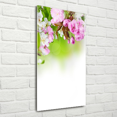 Quadro in vetro verticale Fiori primaverili