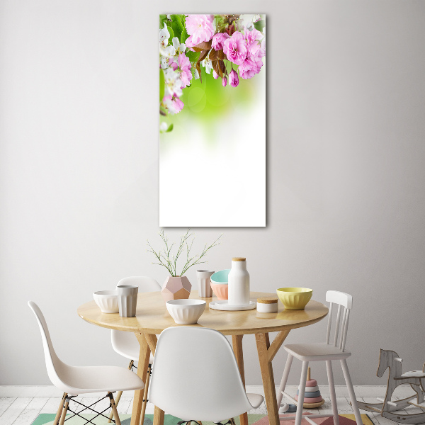 Quadro in vetro verticale Fiori primaverili