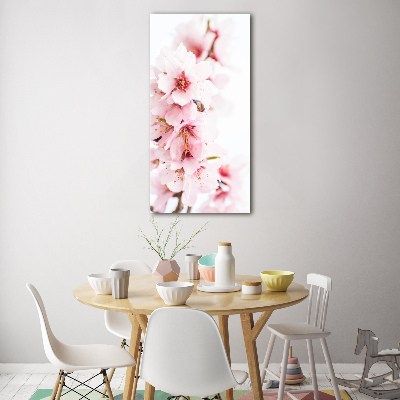Quadro in vetro verticale Fiori di mandorlo