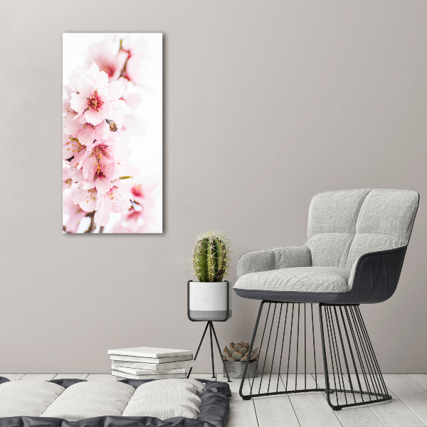 Quadro in vetro verticale Fiori di mandorlo