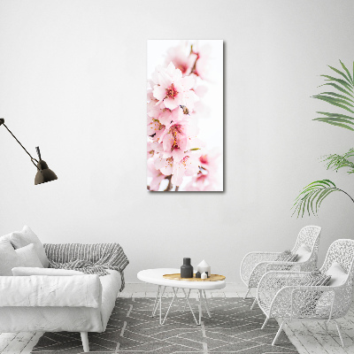 Quadro in vetro verticale Fiori di mandorlo