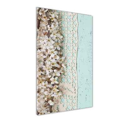 Quadro di vetro verticale Fiori di ciliegio