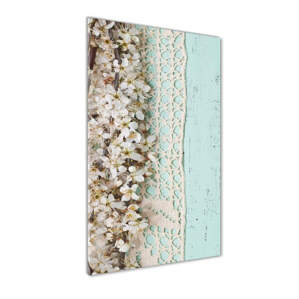 Quadro di vetro verticale Fiori di ciliegio