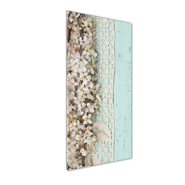 Quadro di vetro verticale Fiori di ciliegio