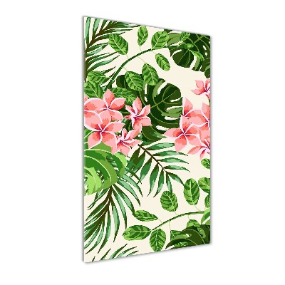 Quadro di vetro verticale Fiori hawaiani