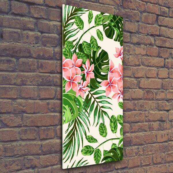 Quadro di vetro verticale Fiori hawaiani