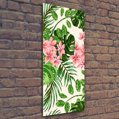Quadro di vetro verticale Fiori hawaiani