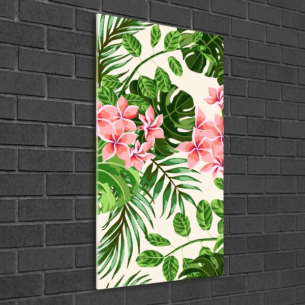 Quadro di vetro verticale Fiori hawaiani