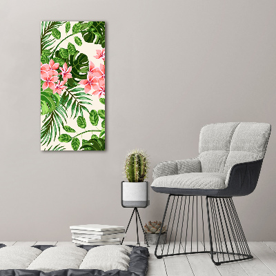 Quadro di vetro verticale Fiori hawaiani